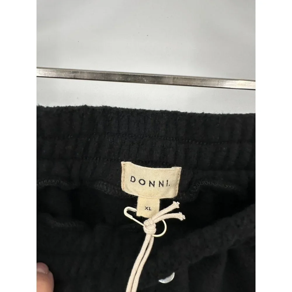 Donni Polar Fleece Shorts sz XL Jet Black/Camel Women's NWT Lounge Sweat-shorts